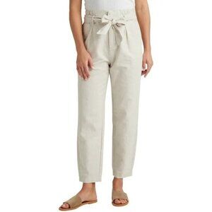 Thread & Supply Women's Ecru Belted Paper Bag Pants Size Large NWT